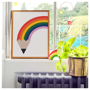 Roomytown Rainbow Pencil Framed Art Print 50 x 70cm